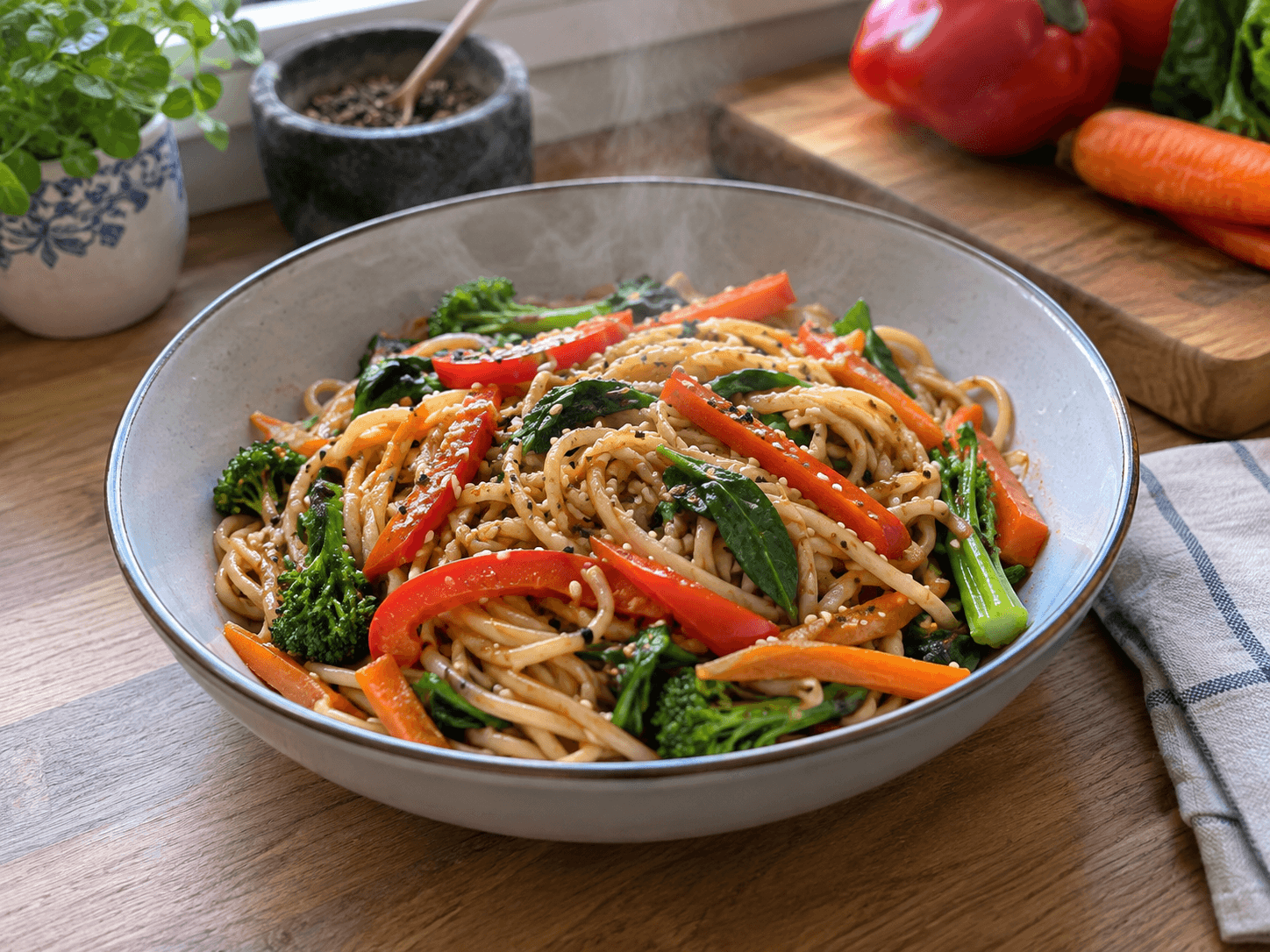 Microwave Spicy Cabbage Noodle Bowl