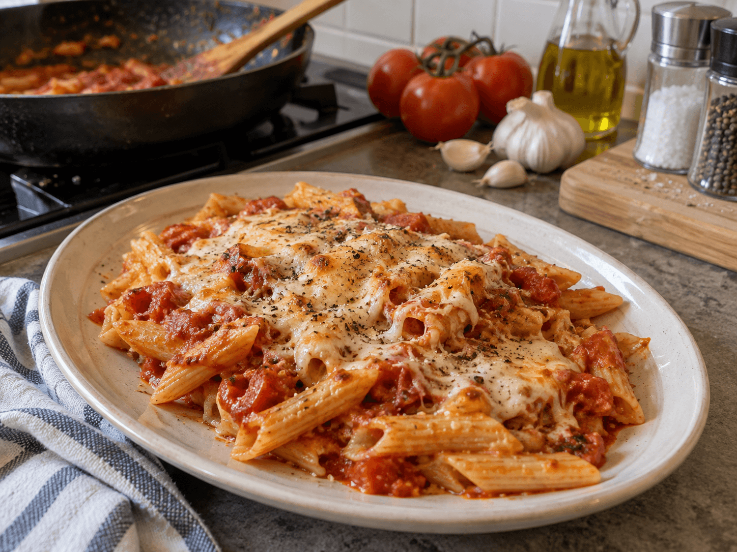 Air Fryer Cheesy Tomato Spaghetti