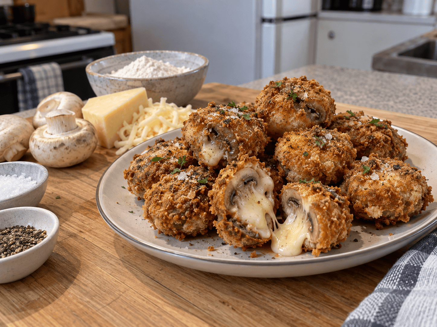 Air Fryer Buttery Garlic Mushroom & Potato Bake