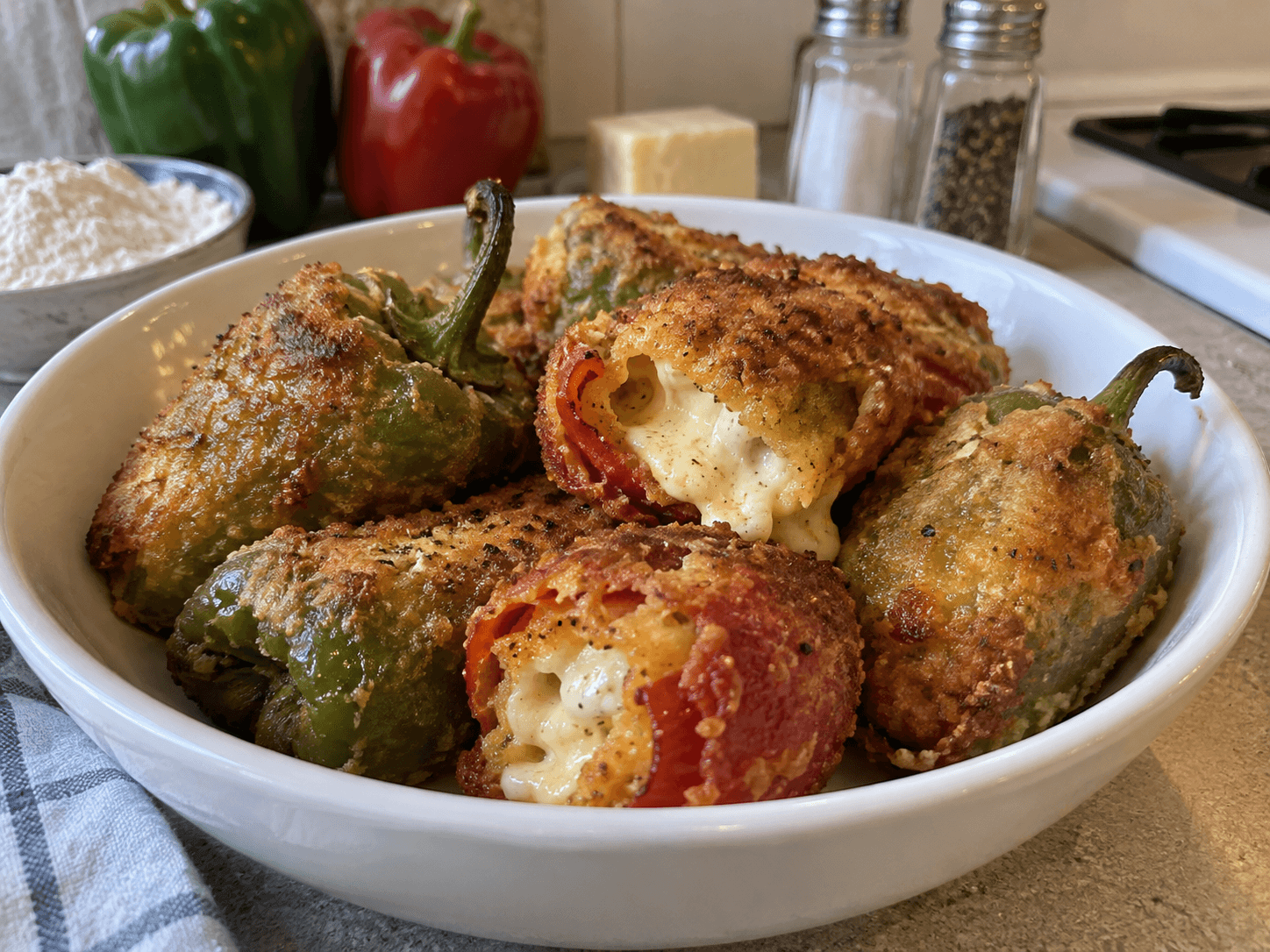 Cheese-Stuffed Fried Peppers
