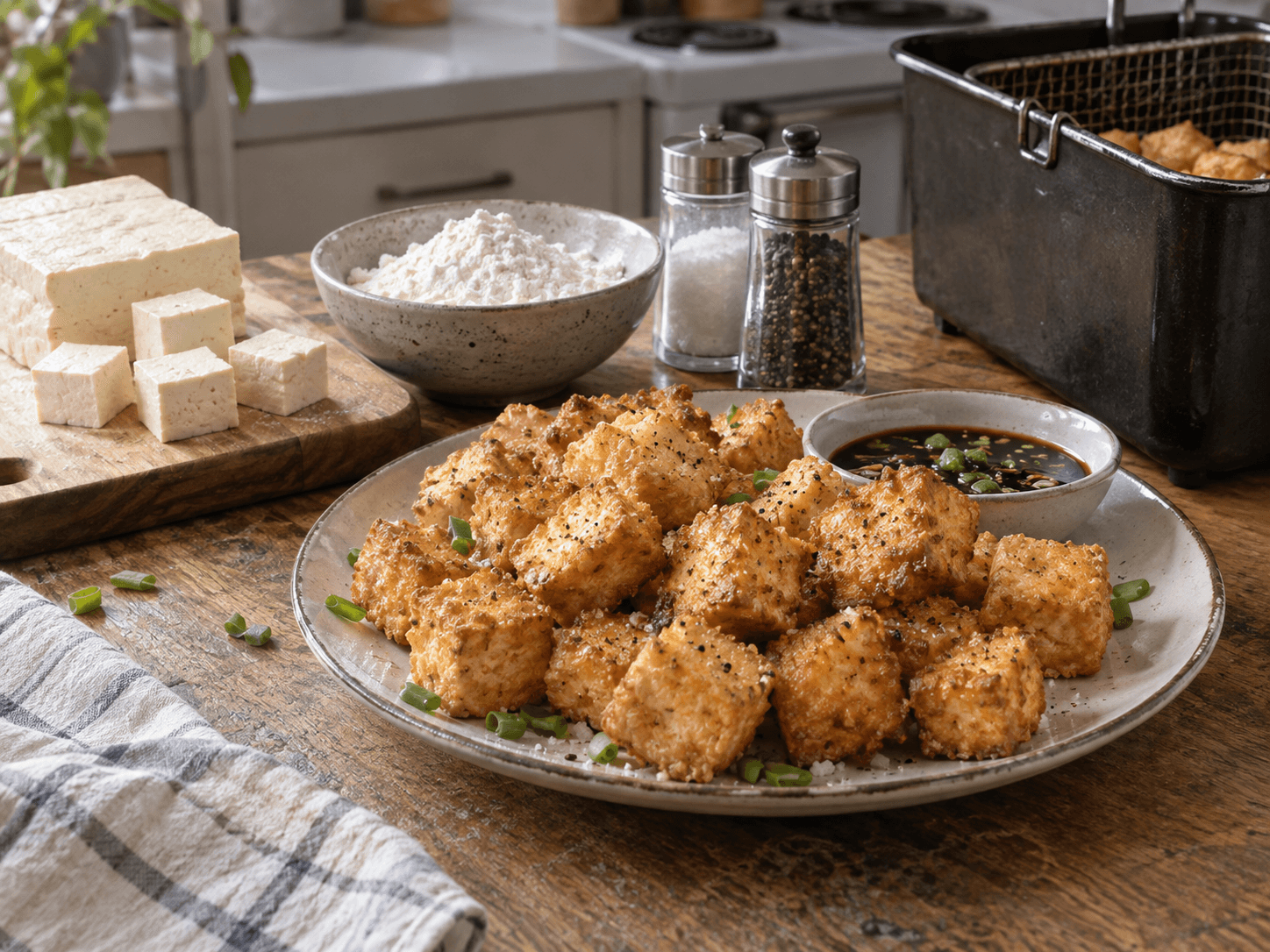 Air Fryer Garlic Tofu Bites