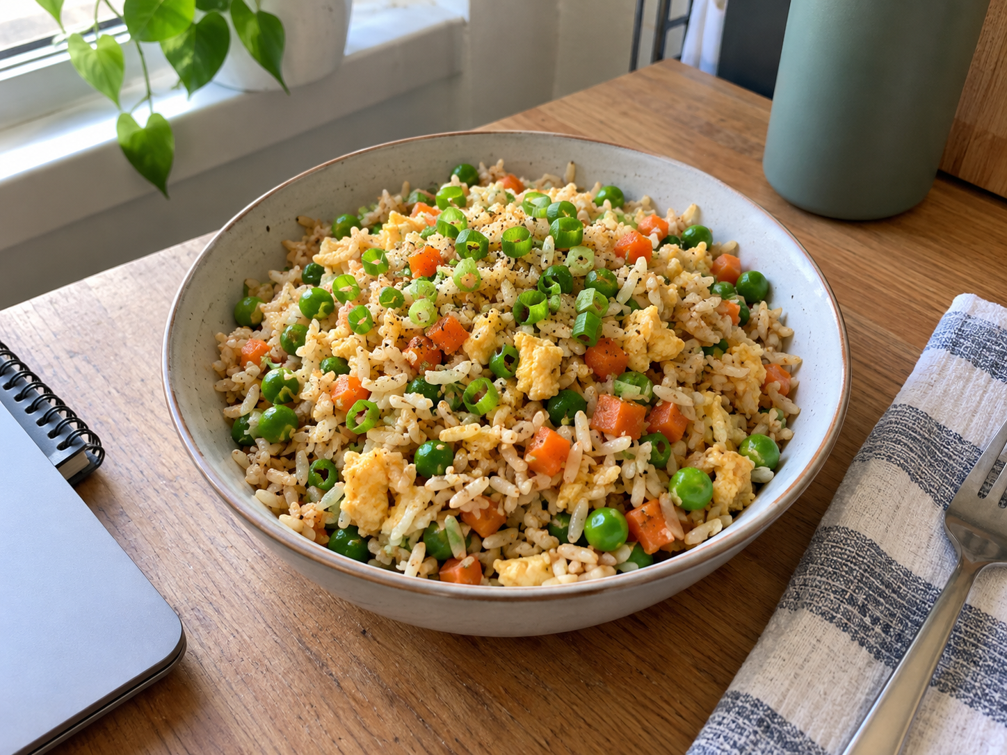 Spicy Cabbage Fried Rice with Fried Egg