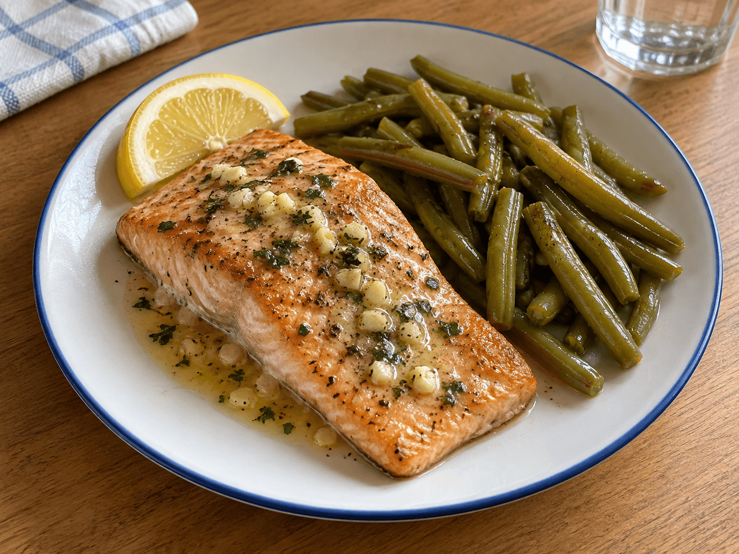 Lemon Garlic Butter Salmon with Green Beans
