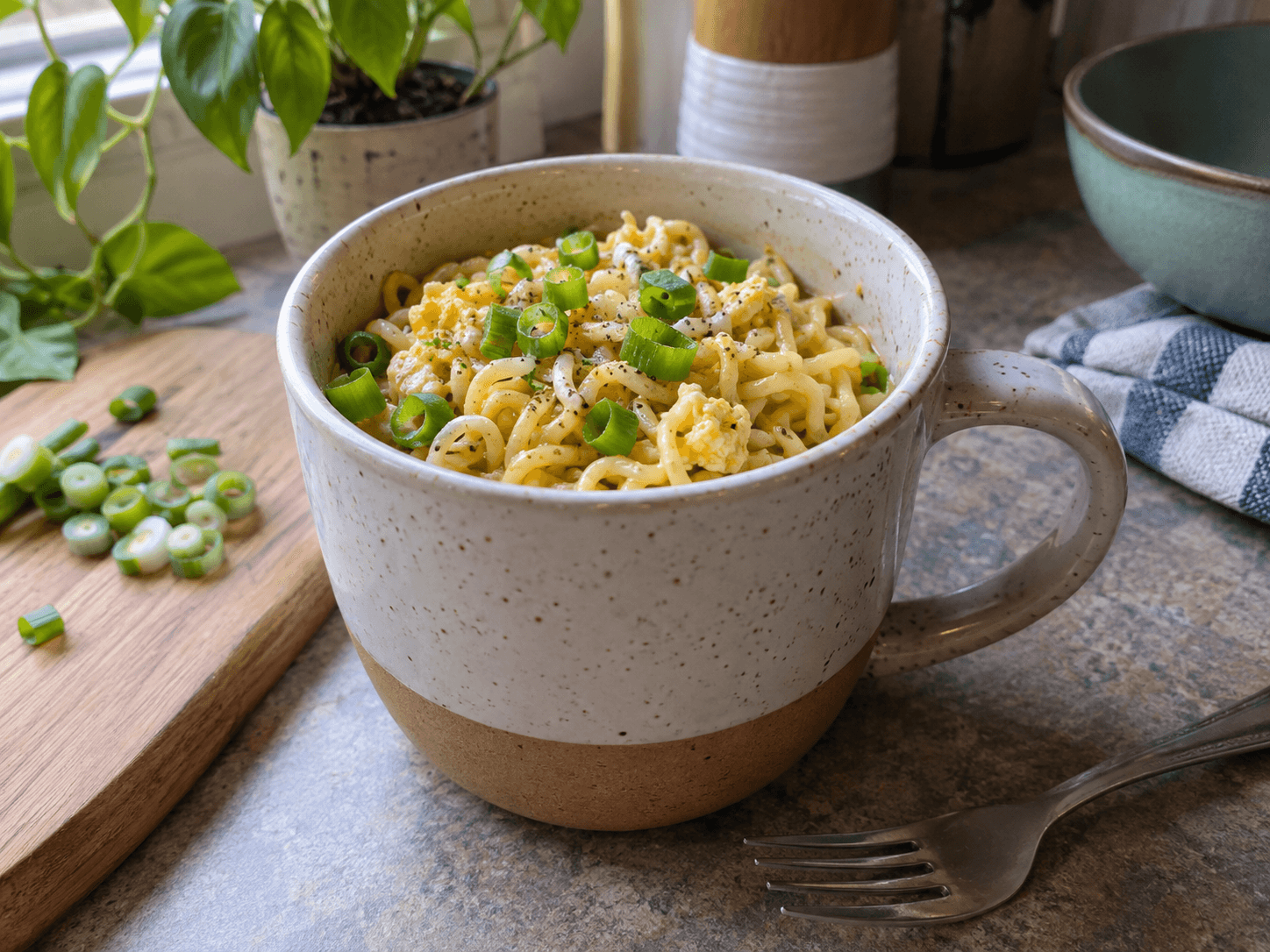 Microwave Ready Noodle Bowl with Egg & Spinach